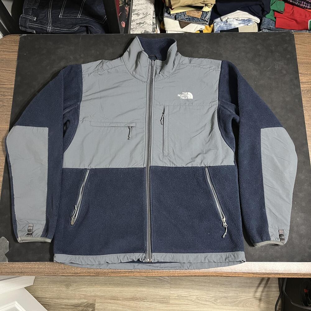 The North Face Jacket Mens Large Blue Gray Polartec Recycled Fleece Full Zip